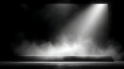 Poster - Stage with black background in a fog