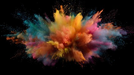 Leinwandbilder - Product display frame with colorful powder paint explosion