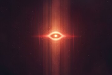 Wall Mural - Mysterious eye symbol with radiant glow in dark abstract background