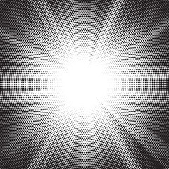 Leinwandbilder - Halftone texture dot radial background, cartoon comic retro pop art dot border, halftone shadow