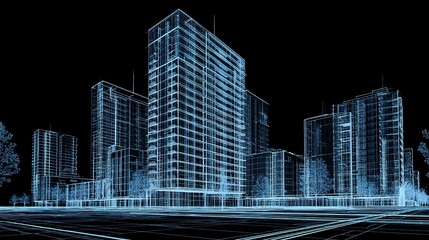 Poster - Modern generic contemporary style villa neighborhood with tilt, shift focus technique