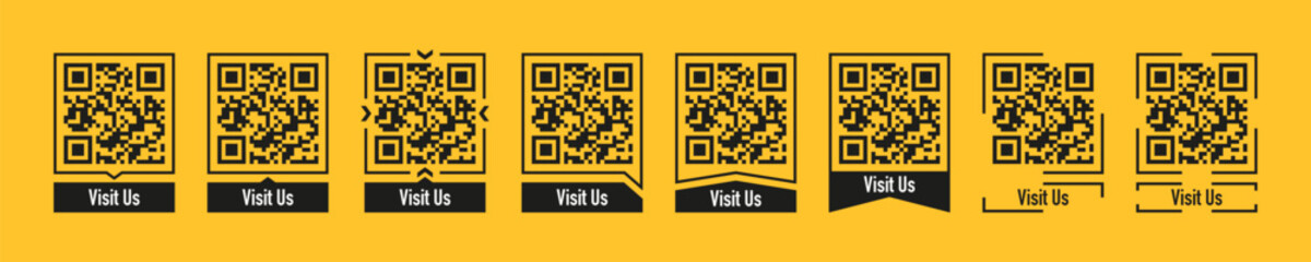 Set of modern QR code designs with 