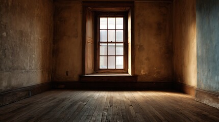Aufkleber - Interior of a vacant living room with a lone window frame