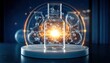 © patcharida - A glowing scientific flask surrounded by molecular structures, symbolizing innovation and advanced chemistry in a futuristic laboratory setting.