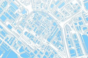Abstract City Map Aerial View Blue And White Geometric Design