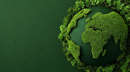 Poster - Green world on dark background with copy space, earth day, environment protection concept