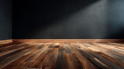 Aufkleber - Wood floor with dark black wall for present product