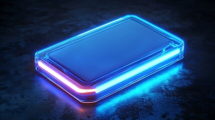 LED neon rectangle design on black high resolution picture