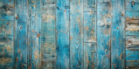 Poster - Distressed Teal Blue Wooden Planks Background Texture for Design Projects