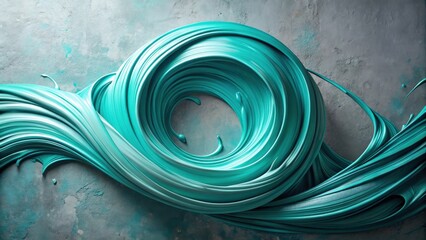 Leinwandbilder - Abstract Teal Swirling Paint Design with Dynamic Fluid Movement and Circular Formation on a Textured Surface