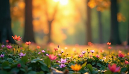 Wall Mural - Abstract blurred nature scene, soft focus, bokeh effect, background, artistic