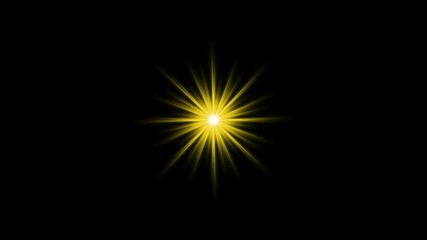 Wall Mural - shining sun light effect on black background. yellow lens flare effects. shine light with rays. sun 