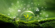 © Dee karen - Seedling growing on moss with green forest icon - environment esg concept, ecology and sustainable environment of the world. Eco-friendly green business. ecology, earth day, csr and net zero