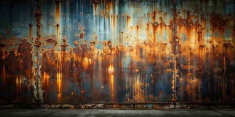 Aufkleber - Rustic Metal Wall Texture A Background of Oxidized Steel with Rich Hues and Uneven Surface