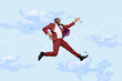 © deagreez - Poster trend collage of person levitate run on sky scene background having blue color