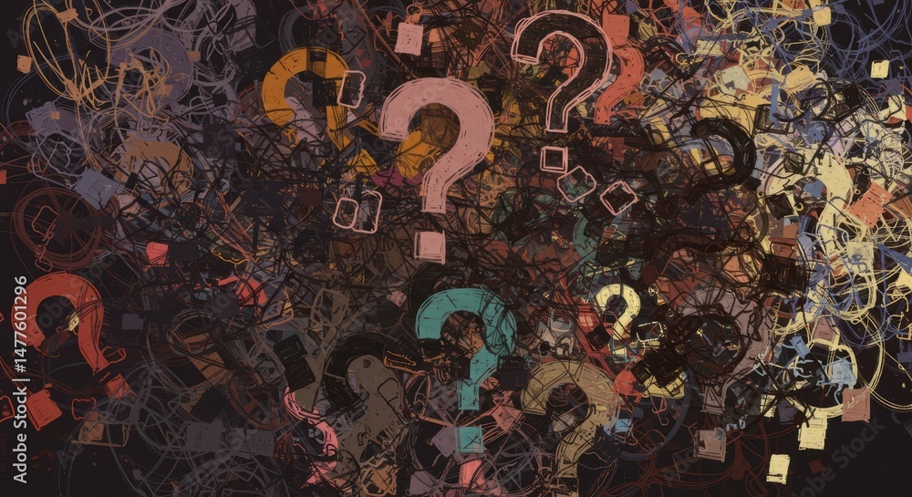 Confusion Abstract Misunderstanding abstract, Question marks chaos, Confusion ...