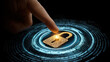 © Alive - Secure digital lock illuminated by a golden glow and surrounded by binary code on a dark background