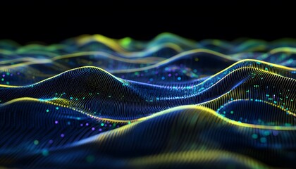 Wall Mural - abstract digital wave pattern with vibrant colors.
