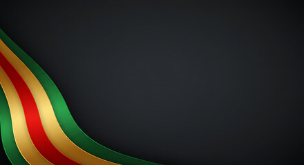 Wall Mural - abstract dark background with flowing green gold and red ribbons
