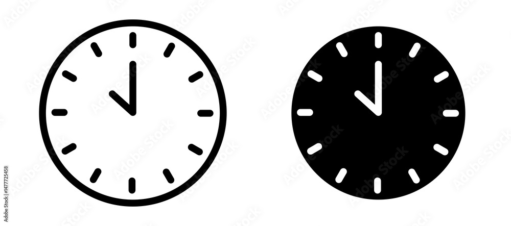 Solid Clock Icon Time icon in black modern and lines and solid Stock Vector | Adobe Stock