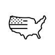 © Dmitrii - Minimalistic outline icon of the united states of america map with flag design element, concept for national identity patriotism on transparent background