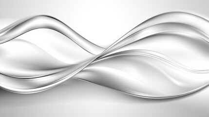 Wall Mural - abstract metallic waves flowing on white background studio shot modern design element concept