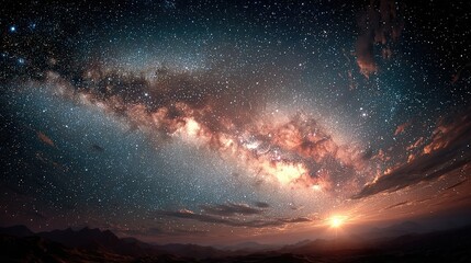 Milky way galaxy night sky landscape