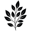 © Sidratul - Black silhouette vector of a botanical branch with leaves on a white background, elegant nature design