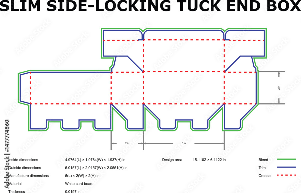 Detailed Packaging Template for a Slim Side-Locking Carton Box Die-Cut ...