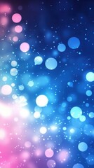Wall Mural - abstract bokeh lights background with pink and blue gradient, festive sparkle effect, vertical compo