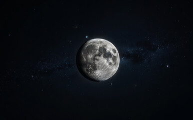 full moon in dark night sky with stars