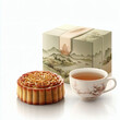 © Guaripuna - Mooncake, tea, and gift box display a traditional Mid-Autumn Festival celebration.