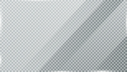 Fototapete - Glass plate on transparent background. Acrylic and glass texture with glares, light, and reflection. Realistic transparent glass window, mirror background. Vector