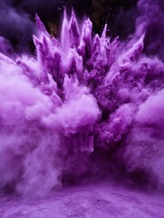 Wall Mural - purple powder explosion in studio setting, dynamic burst of pigment, abstract art photography, vibra