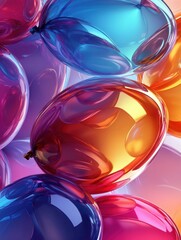 Wall Mural - abstract colorful balloons floating close up studio shot vibrant hues modern art design party celebr