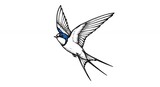 Line art illustration of a bird flying