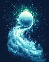 Wall Mural - Celestial sphere emerging from ethereal mist