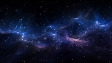 Aufkleber - Blue and purple galaxy with many stars. The stars are scattered throughout the galaxy and some are closer together while others are further apart. The galaxy appears to be very large