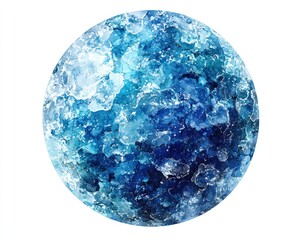 Wall Mural - Abstract depiction of a celestial body, possibly a planet or moon, rendered with textured blue and white hues