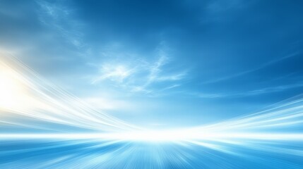 Aufkleber - Blue sky with white clouds and a white horizon. The sky is very clear and bright, and the horizon is a beautiful blue