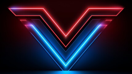 Aufkleber - Neon sign with a blue and red V. The sign is lit up and he is a part of a larger design