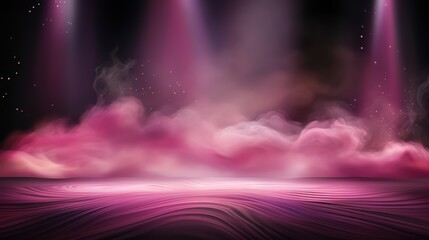 Fototapete - Pink and purple background with smoke and lights. Scene is mysterious and ethereal
