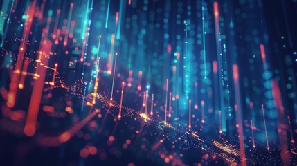 Abstract digital design features glowing lines, representing data flow, with various vibrant colors