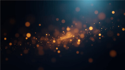 Wall Mural - RGB black gold glow particles with soft bokeh effect on dark abstract background.