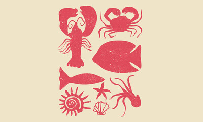Wall Mural - Ocean fish artwork for t shirt print, poster, sticker and other uses. Stay salty. Seafood club. Fish vintage artwork.