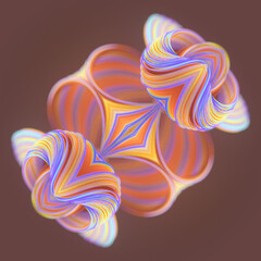Leinwandbilder - Abstract digital composition with colorful, ornate swirling ribbons. Shimmering gradients of color and texture create depth and volume. Style combines minimalism and futurism. 3d rendering