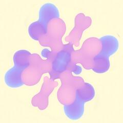Fototapete - A geometric composition in which symmetrically arranged drops have smooth outlines and a rich color gradient. 3d rendering digital illustration