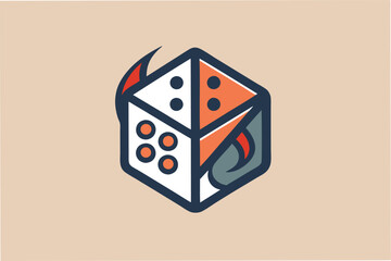 Poster - This vector illustration highlights a unique hexagonal die adorned with colorful dot patterns