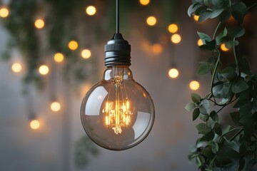 Leinwandbilder - Light bulb surrounded by colorful flowers and greenery, showcasing a blend of art and nature in a vibrant display of creativity