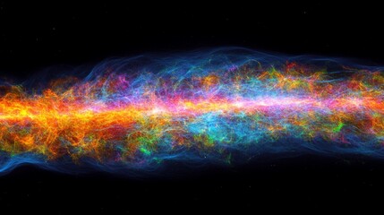 Wall Mural - A colorful nebula with orange and blue hues against a dark black space background with small stars